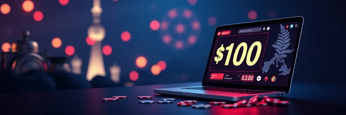 Worked example: a $100 balance from deposit to withdrawal for players in New Zealand